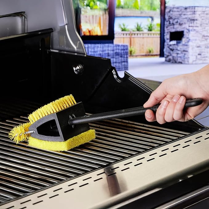 Mr. Bar-B-Q XL Triple Action Grill Brush and All in One Grill Cleaner Powered by Scrub Daddy