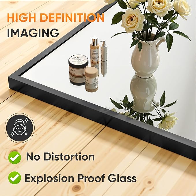 Suidia Full Length Mirror, 71"x32" Floor Standing Mirror Freestanding, Full Body Mirrors with Stand for Bedroom, Hanging Mounted for Living Room Cloakroom, Black, Rectangular Style