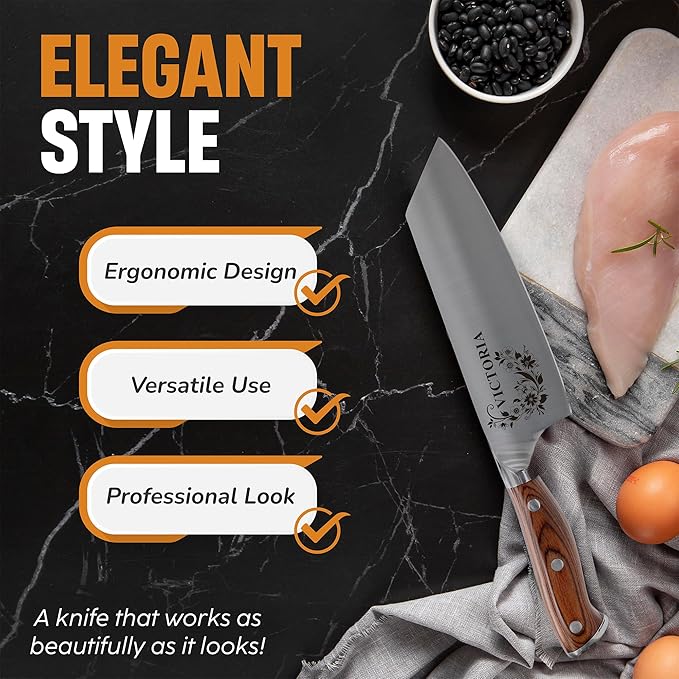Shape28 Personalized Kitchen 7 Inch Professional Culinary Knife - Customize Chopping, Mincing, Slicing and Dicing, Meat - High Carbon Steel with Gift Box and Blade Cover