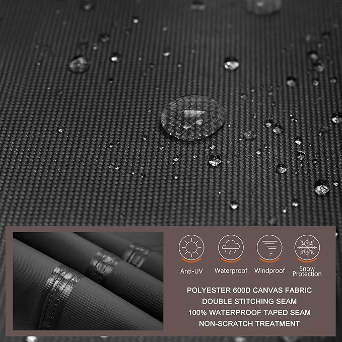 ULTCOVER 600D Tough Canvas Heavy Duty Square Patio Table and Chair Cover - Waterproof Outdoor General Purpose Furniture Covers 86 inch, Black