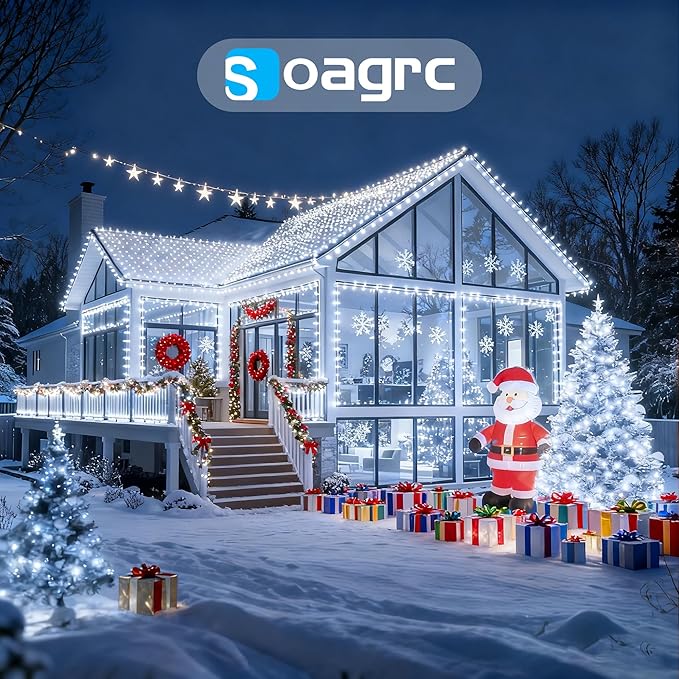 Outdoor Christmas Lights, 1200LEDs 393FT Christmas Tree String Lights, IP67 Waterproof 8 Modes Cold White Holiday Lights with Remote for House Yard Xmas Decorations