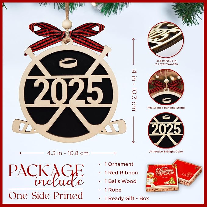 Ice Hockey Ornaments for Christmas Tree - Hockey Christmas Ornament, Hockey Decor for Sports Players - Holiday Ornaments Tree Decoration - Winter Sports Gifts Fans and Athletes