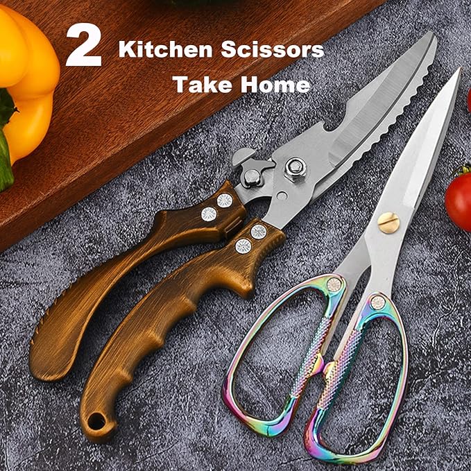 Poultry Shears 2-Pack, Heavy Duty Meat Scissors, Stainless Steel Spring Loaded, Turkey & Chicken Shears, Food Scissors