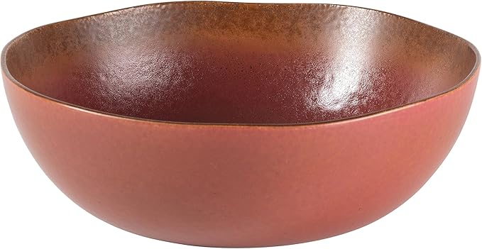 Bloomhouse Palermo Sun 2 Piece Serving Bowl and Oval Platter Stoneware Reactive Glaze Serveware Set - Paprika Red