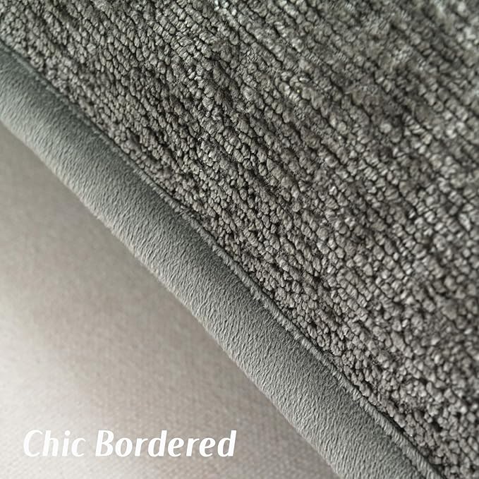 FUTEI Grey Chenille Throw Pillow Covers 22x22 Inch Set of 2,Soft Cozy Bound Edge Design Cushion Case,Home Decor for Couch Bed Living Room