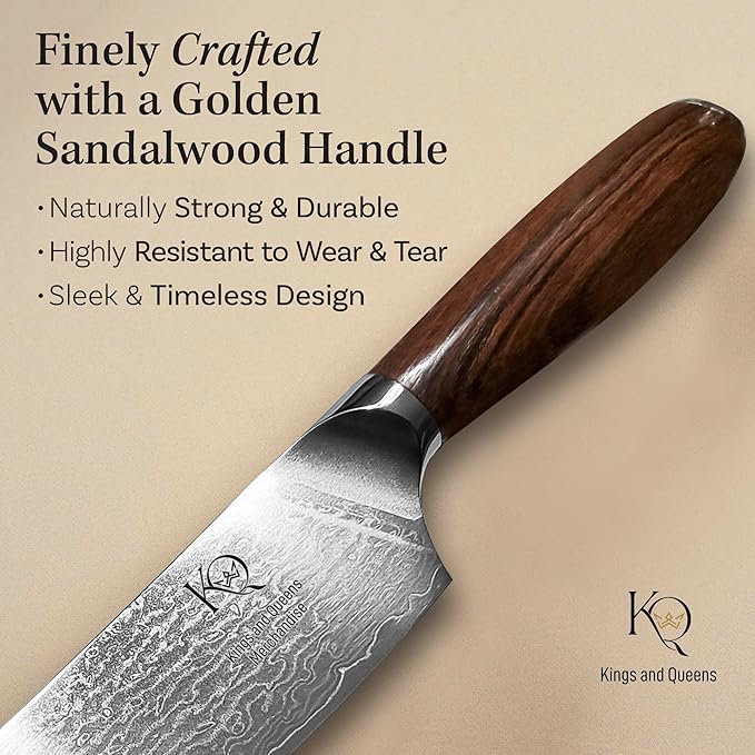 Japanese Kitchen Knife 7 Inch - Santoku Knife Ultra Sharp in High Carbon Steel - Japanese Chef Knife with Ergonomic Non-Slip Handle for Kitchen Precision Cutting