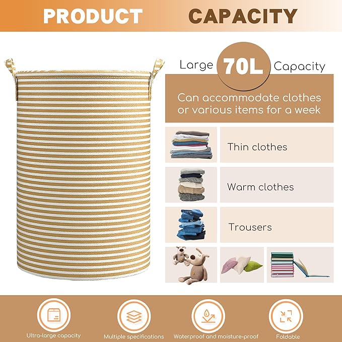 3 Pack Laundry Basket Set,Durable Waterproof Laundry Hamper with Reinforced Handle,Space-Saving Collapsible Laundrys Baskets for Home,Dorm,Multi-Purpose Laundry Bag for Clothes,Towel Storage