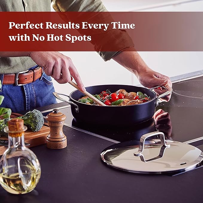 Alva Maestro 11-Piece Stainless Steel Nonstick Cookware Set – PFAS/PFOA/PTFE-Free, Non-Toxic Nonstick – Induction & Oven Safe, Even-Heat Technology, Professional Quality Pots & Pans with Steel Handles