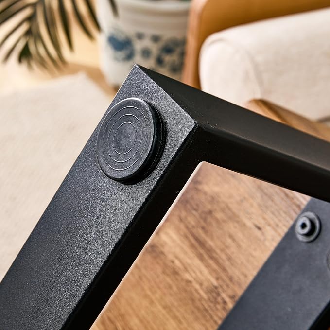 47.24'' Modern Rectangle Coffee Table Black Metal Legs for Living Room Dining Room Bedroom Office