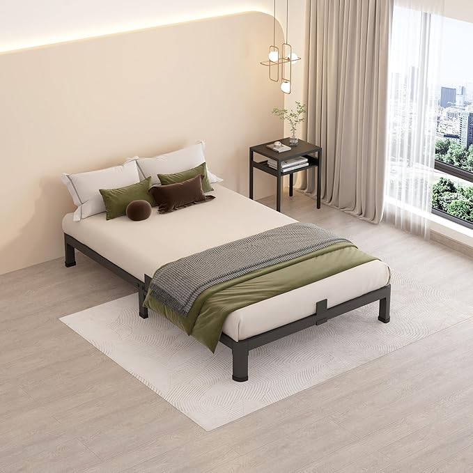 MAF 4 Inch Twin Metal Platform Bed Frame with Round Corner Legs, 3000 LBS Heavy Duty Steel Slats Support, Noise Free, No Box Spring Needed, Easy Assembly