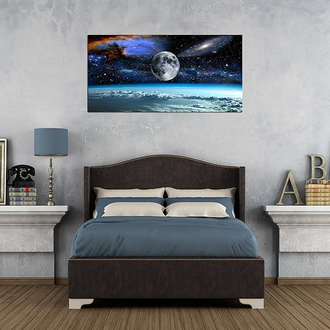 XXM WallArt FC2550 Space View From Earth Canvas Wall Art Landscape Modern Decor for Living Room, Bedroom, Kitchen, Home and Office