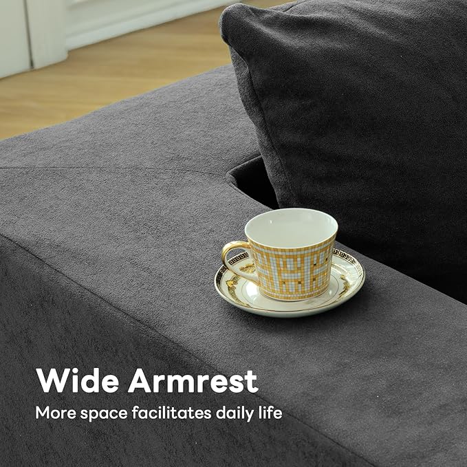 Vamcheer Modular Sectional Sofa - Modern L Shaped Boneless Couch with Deep Seat, Upholstered Sectional Couches for Living Room, Bedroom, Office, No Assembly Required, Gray