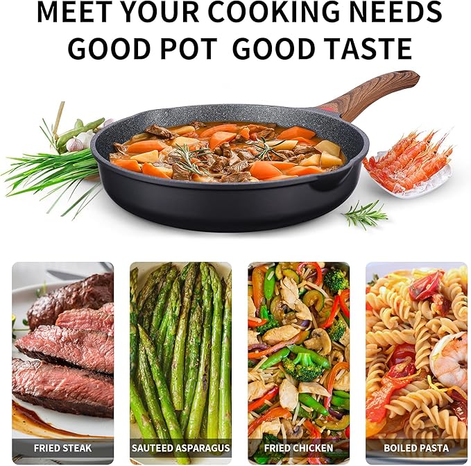 Vinchef Nonstick Frying Pan Anti Scratch,12.5 Inch Skillet Cast Aluminum Cookware, Induction Compatible