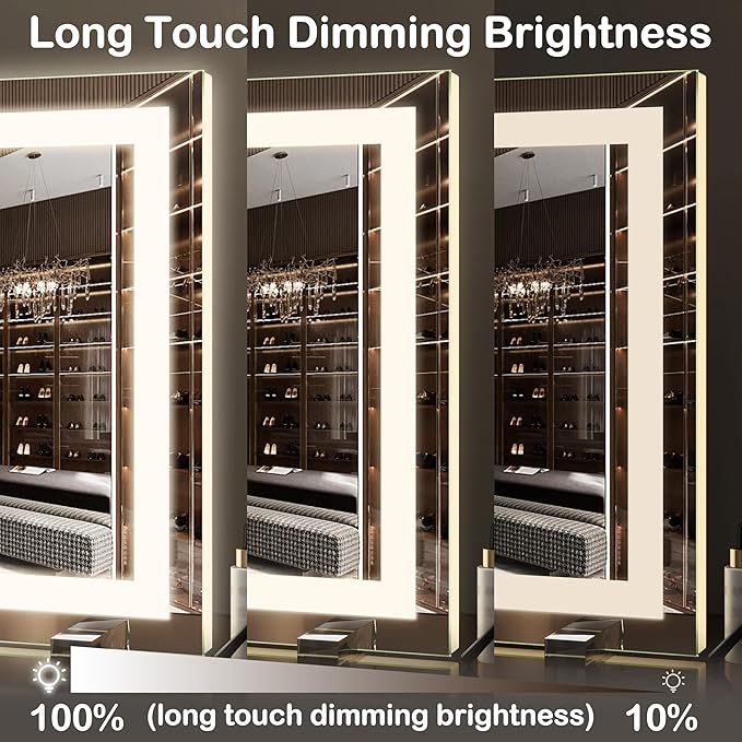 FENNIO Vanity Mirror with Lights，20"x23" Lighted Makeup Mirror, Large Makeup Mirror with Lights, Touch Sensor with Dimmable 3 Modes， Square White