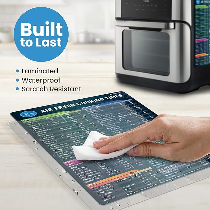 Air Fryer Magnetic Cheat Sheet Set - Air Fryer Accessories Cookbook - Pressure Cooker Magnet Sheet As Seen on The Today Show - Quick Reference Guide for Cooking and Frying (Black and White Bundle)