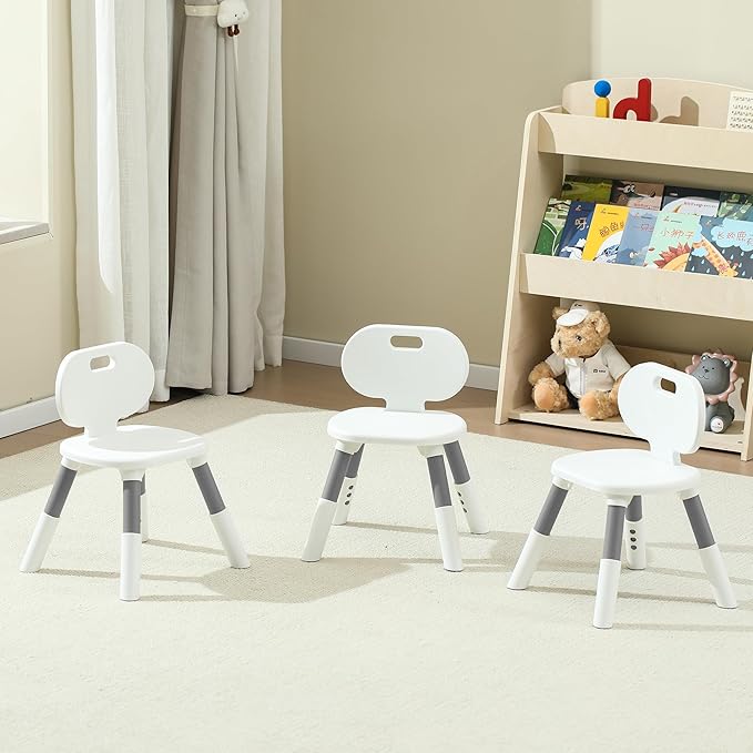 3 Level Height Adjustable Kids Chairs Plastic Preschool Chair Durable and Lightweight Child Chair with a Maximum Load Capacity of 130 pounds Suitable for Day Care, Classroom, and Home (3-Pack Grey)