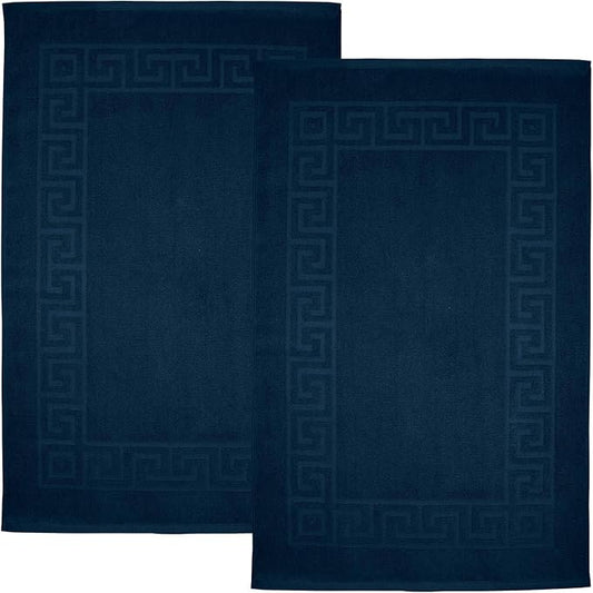 DAN RIVER Greek Bath Mat - Blue Opal, 100% Ring Spun Cotton, Pack of 2, 20x32 inches, 800 GSM, Non-Slip, Absorbent, Quick Drying, Machine Washable Bathroom Floor Mats for Shower, Kitchen & Bath