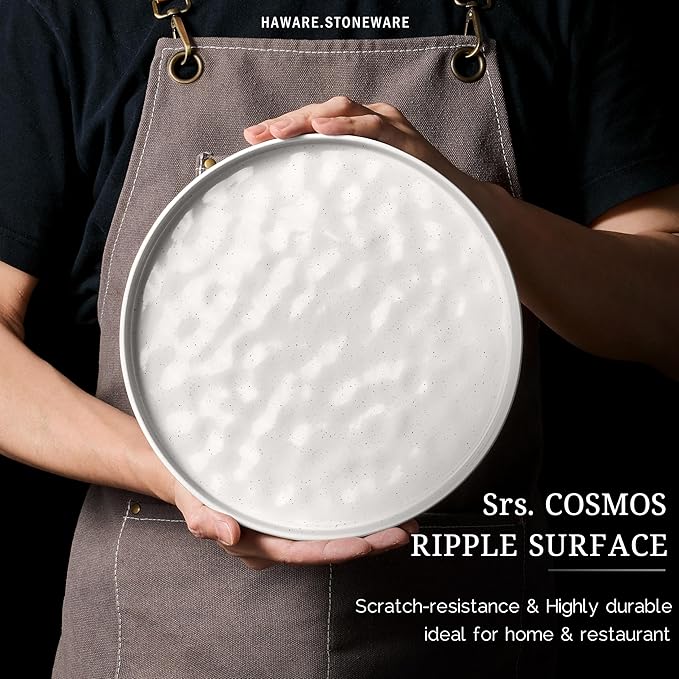 HaWare Dinnerware Sets, 12-Piece Plates and Bowls Set, Stoneware Dish Set for 4, Ceramic Dinnerware for Home Restaurant, Chip and Scratch Resistant, Microwave and Dishwasher Safe, Speckled White