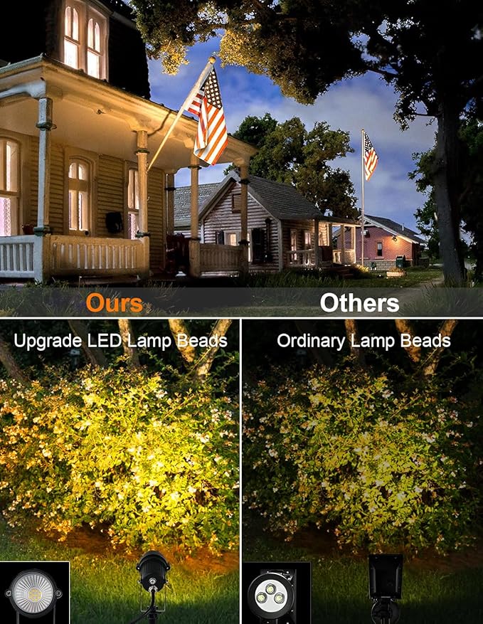 Dusk to Dawn Outdoor LED Spotlight, Outdoor Landscape Lighting with Photocell Sensor, 3000K Warm White Waterproof Spot Lights for Yard Flag Pole House Garden Tree(4 Pack)