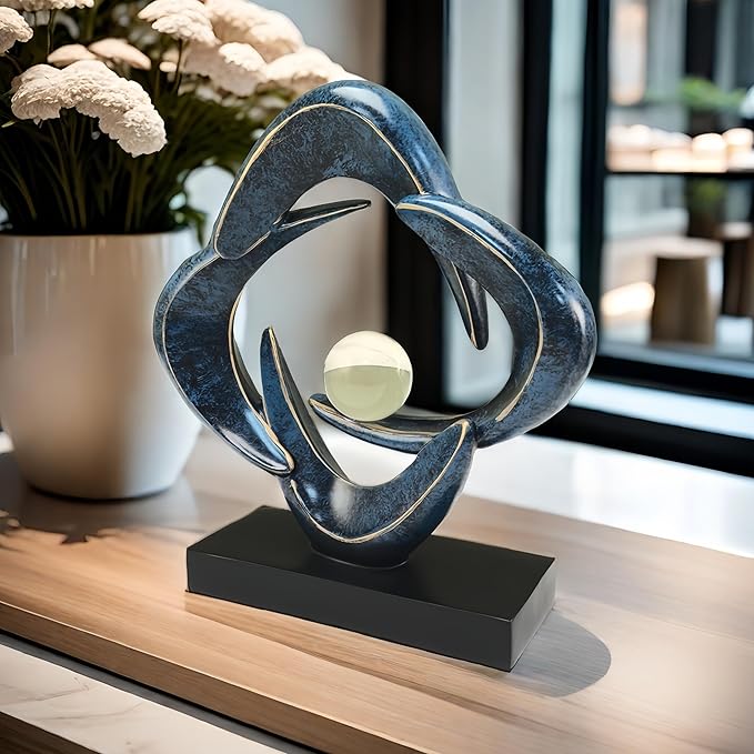 Modern Home Decor Abstract Decorative Sculpture Decorations for Living Room Dining Room Office, Resin Art Statues Coffee Table Bookshelf Decor Accents (Blue)