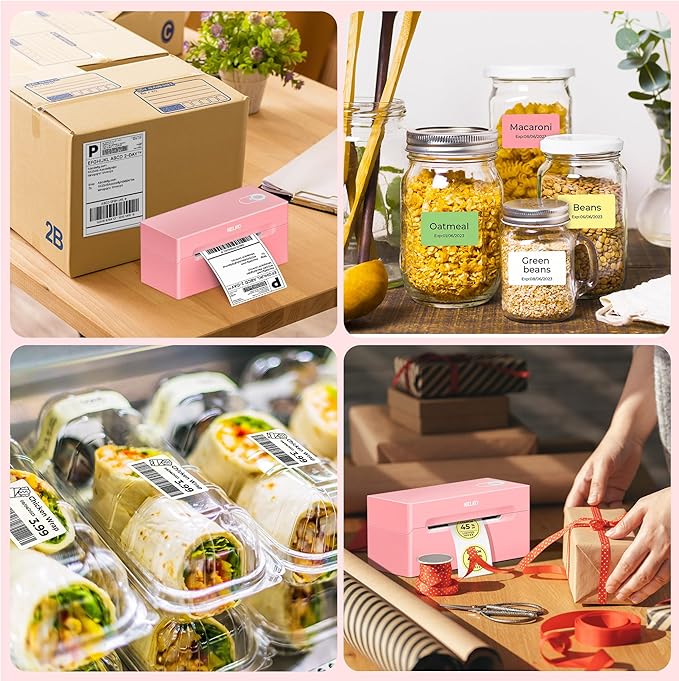 Nelko Bluetooth Thermal Shipping Label Printer, Wireless 4x6 Shipping Label Printer for Small Business, Support Android, iPhone and Windows, Widely Used for Amazon, Ebay, Shopify, USPS(Pink)