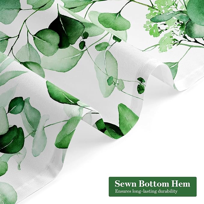 MitoVilla Green Spring Floral Shower Curtain, Modern Plants Botanical Fabric Cloth Shower Curtains for Chic Elegant Bathroom Decor, Summer Emerald Green Eucalyptus Leaf, 72x72