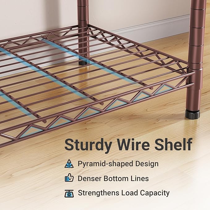 VIPEK L6 L Shaped Clothes Rack for Corner, Heavy Duty Clothing Rack 5-Tier Wire Garment Rack Freestanding Closet with 7 Adjustable Shelves & 4 Hanging Rods, Max Load 850LBS, Bronze