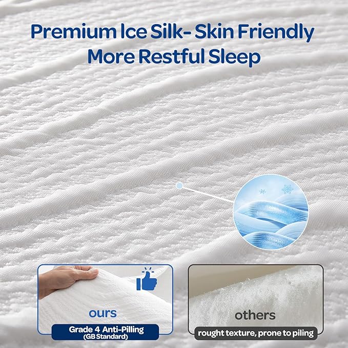 OhGeni 10 Inch Twin Size Mattress, Cooling Gel Memory Foam, Single Bed Mattresses in a Box, Cool Surface Touch, Medium,Ergonomic Support & Pressure Relief, CertiPUR-US Certified Foam, Designed in USA