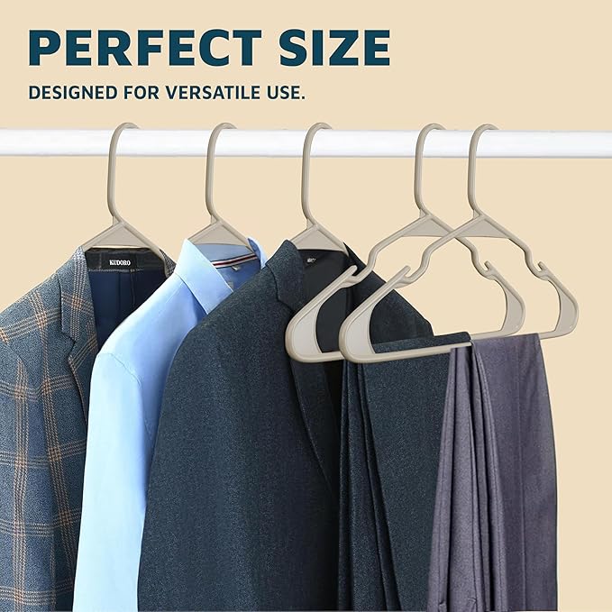 Plastic Clothes Hangers – Heavy Duty Hanger Set, for Organizing Clothes, Dresses, and Coat, Holds Up to 5 lbs, Space-Saving Hangers with Non-Slip Shoulder Grooves, Pack of 120, Ivory