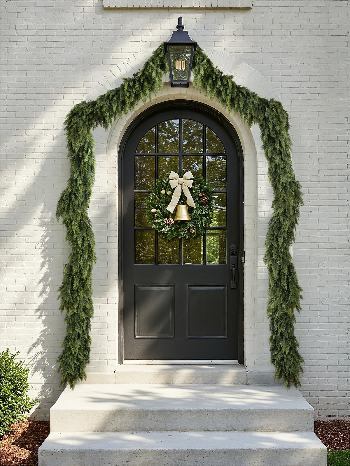 N&T NIETING 9ft Christmas Cedar Garland with Realistic Soft Thickness Pine, Artificial Green Faux Cedar Pine Garland for Fireplace Mantle Fireplace Indoor Outdoor Holiday Party Home Decoration