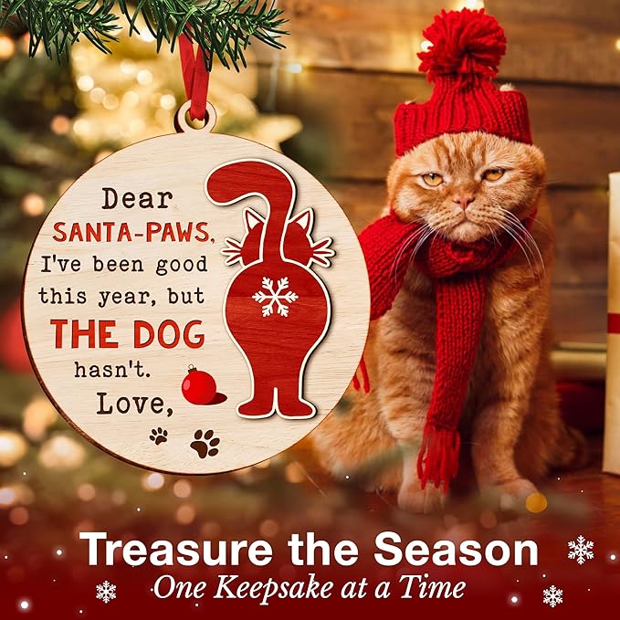 Cat Ornament - Christmas Tree Ornament for Cat Lovers, Adorable 2025 Kitty Ornaments, Funny and Unique cat Themed Decoration, Perfect for Adding Festive Feline Charm, Ideal