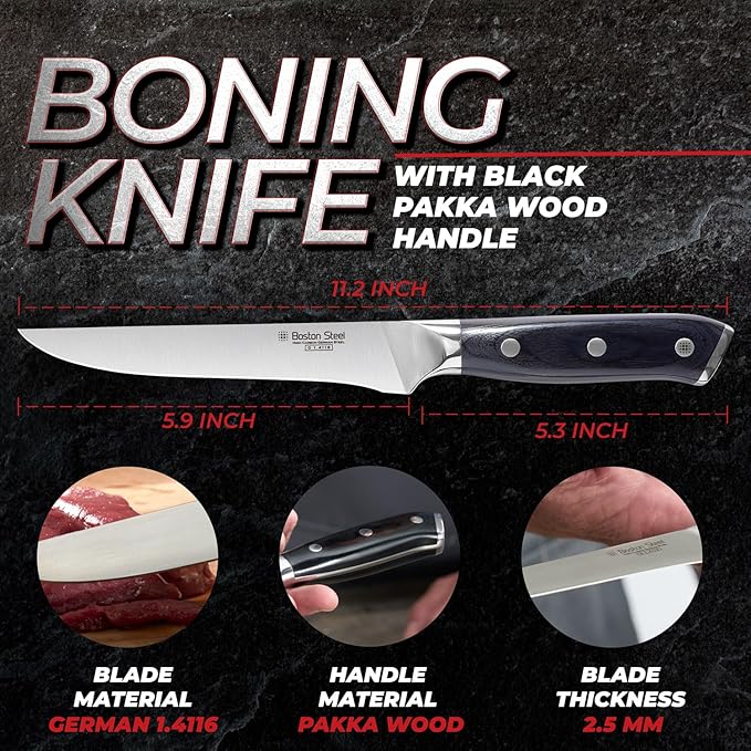 Boning Knife 6 Inch – Ultra Sharp High Carbon Stainless Steel Kitchen Knife with Comfortable Grip, Ergonomic Handle, Gifts for Women and Men, Premium Cooking Knife with Gift Box