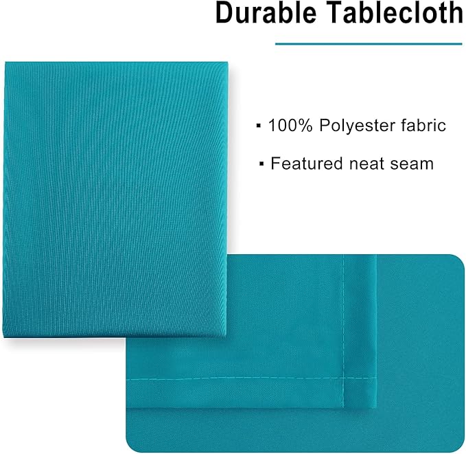 Hiasan Rectangle Tablecloth - Water Resistant and Spillproof Kitchen Washable Polyester Fabric Table Cloth for 6 Foot Tables, 70 x 120 Inch, Turquoise