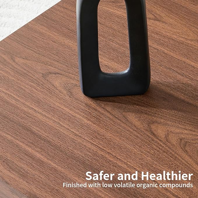 39.37" Coffee Table with Storage, 2-Tier Mid Century Rectangular Accent Table with Thick Tabletop, Rustic Style Cocktail, Center Table for Living Room, Office, Apartment (Walnut)