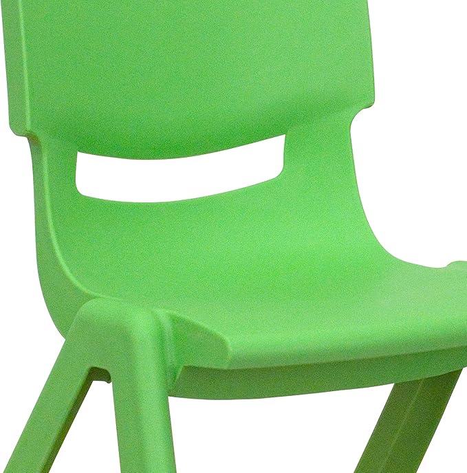EMMA + OLIVER 2 Pack Green Plastic Stackable School Chair with 10.5" H Seat, Preschool Chair
