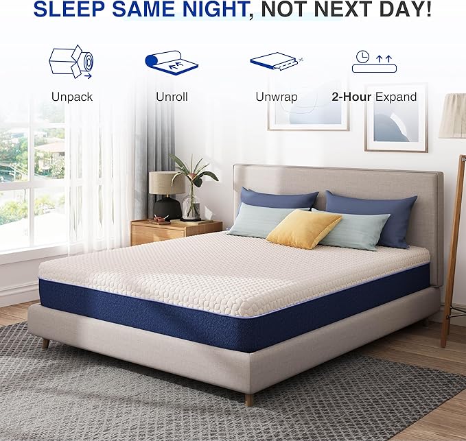 10 Inch Twin Gel Cooling Memory Foam Mattress, Pressure Relief, Medium Firm Support，Mattress in a Box, CertiPUR-US Certified