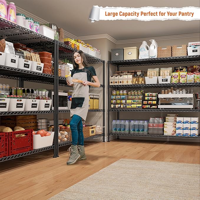 REIBII Storage Shelves 45.3''W Wire Shelving Unit 4 Tier Metal Shelves for Storage Rack Metal Shelving for Pantry Shelves Kitchen Steel Shelving, 45.3''W*63''H*17.7" D