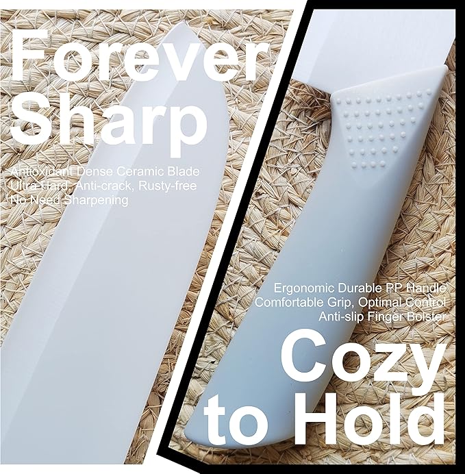 Ceramic Knife - 7 inch Chef's Santoku Knife - Sharp Ceramic Kitchen Knife with Sheath Cover