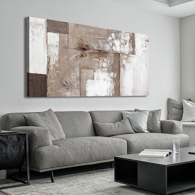 YISXINOAG Abstract Wall Art Ready To Hang Canvas Art Wall Decor Modern Fantasy Paintings Brown Grey And White Wall Art Prints Canvas Painting For Bathroom Wall Decor Bedroom Office Decoration 20"X40"