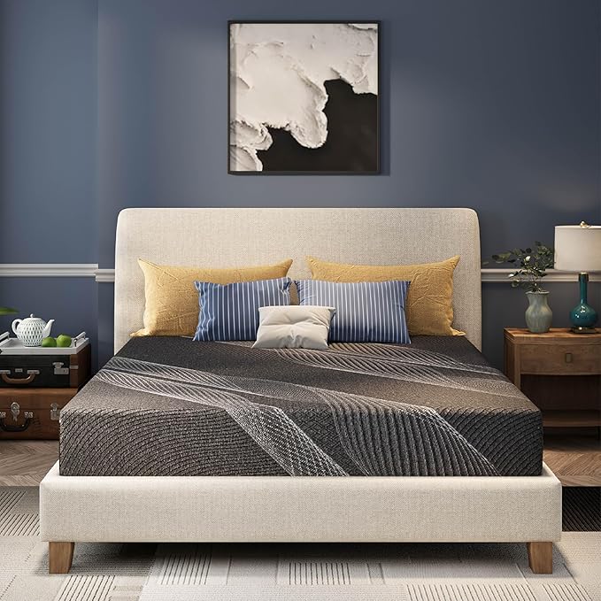 CH CHARME HOUSE 8 Inch Twin Mattress, Bamboo-Charcoal Memory Foam Mattress for Kids, Cooling & Pressure Relief, Bed in a Box, Foam Made in USA & CertiPUR-US Certified, 38"x75"x8", Black