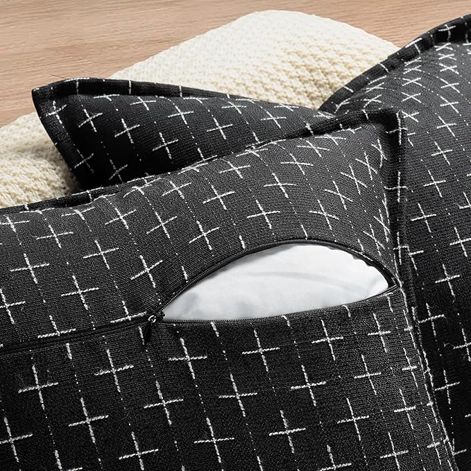 ZWJD 12x20 Pillow Covers Set of 2 Soft Polyester Textured Pillow Covers with Stylish Flange Edge Cozy Farmhouse Throw Pillows for Couch Bed Sofa Living Room