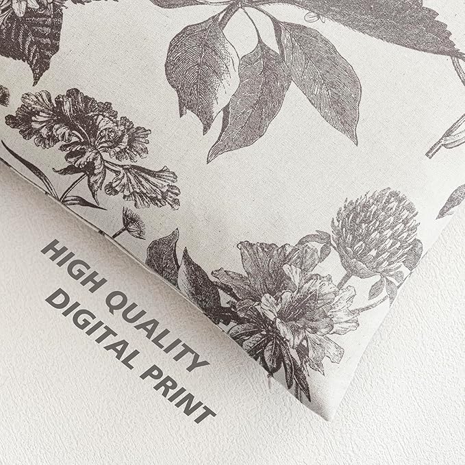 Foindtower Set of 2 Linen Floral Throw Pillow Covers Vintage Accent Print Decorative Cushion Covers Farmhouse Boho Home Decor for Sofa Chair Couch Bedroom Living Room Outdoor,22×22 Inch,Light Gray