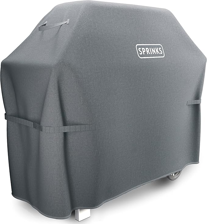 SPRINKS® Grill Cover Weatherproof Grillcover for Weber, Napoleon, Enders - Extra Handles Gas Grill Oxford 600D Fabric [58in x 24in x 48in] - Grey