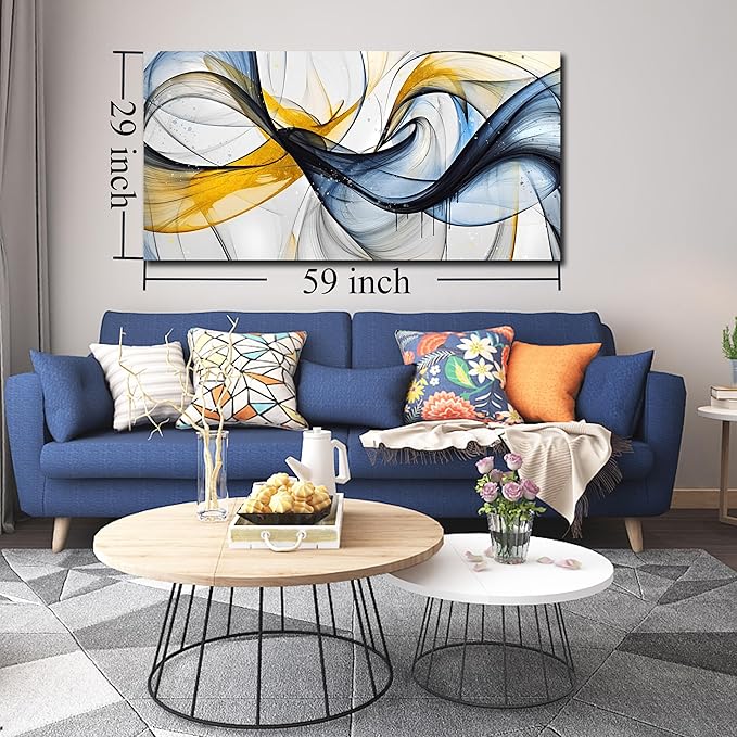 THRLVEART Abstract Wall Art Living Room - Large Canvas Prints Wall Art for Bedroom Ready to Hang Size 29" x 59"