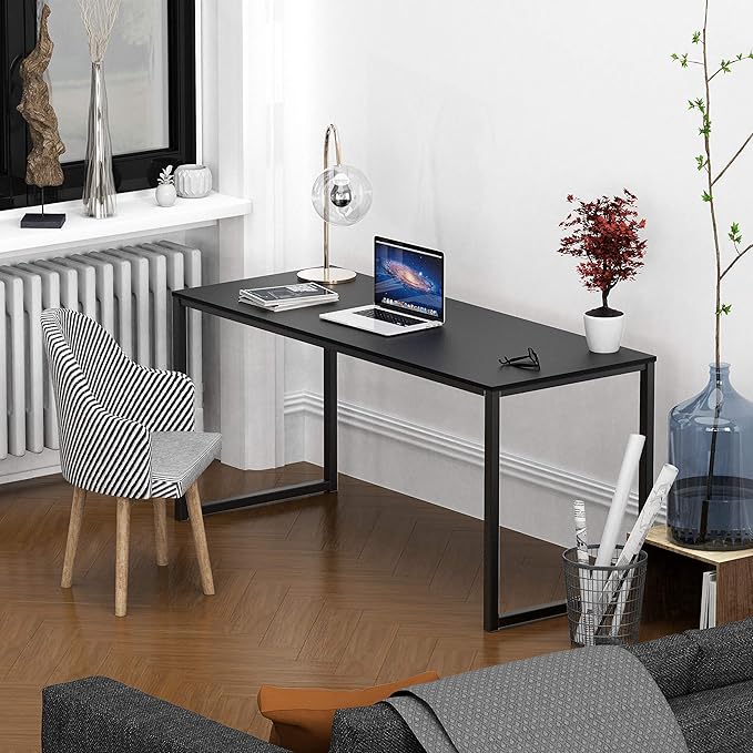 SHW Mission 55-Inch Home Office Computer Desk, Black