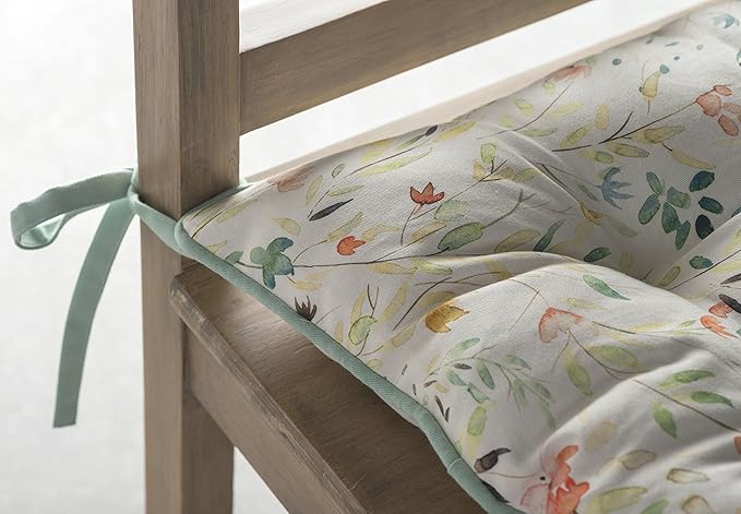 Maison d' Hermine Chair Pads for Dining Chairs Cotton Outer Fabric and Poly Filling 16"x16" Patio Seat Cushions for Furniture with Ties Home Chair Party Hall Farmhouse (Colmar, Pack of 2)