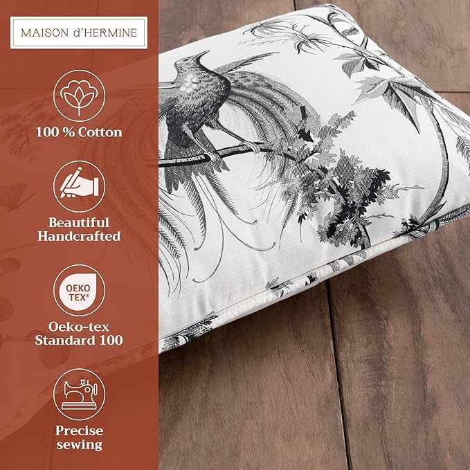 Maison d' Hermine Decorative Pillow Covers 12x20 Inch Rectangle 100% Cotton Throw Pillow Covers with Invisible Zipper for Living Room Couch, Chair, Sofas, Bedroom, Home (Paradise - Mid Night)