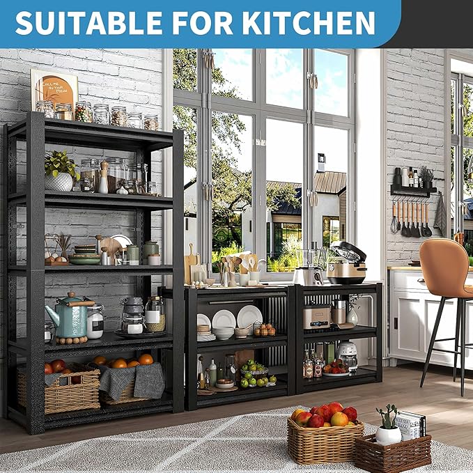 31.5" H Metal Storage Shelving, 1500LBS Heavy Duty Shelves Unit, Adjustable 3 Tier Storage Rack, Industrial Utility Shelf for Garage, Warehouse, Bedroom, Kitchen,18" D×34“W×31.5”H, Black