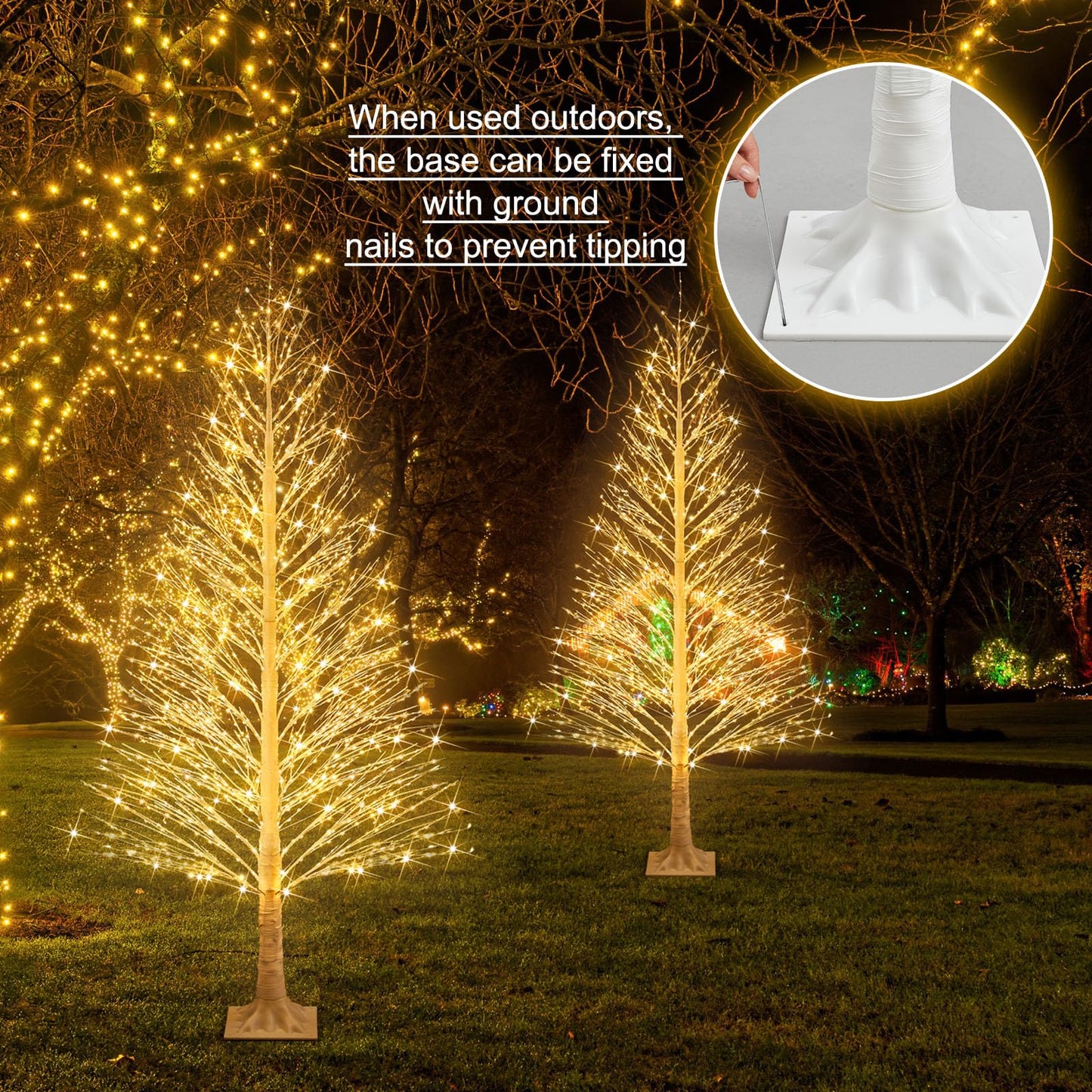 Rossesay 1 Pack 6ft-1100led Christmas Lighted Birch Tree LED Warm White Lights Twinkle Twig Artificial Tree Light for Outdoor Indoor Home Holidays Party Decorations, 8 Modes