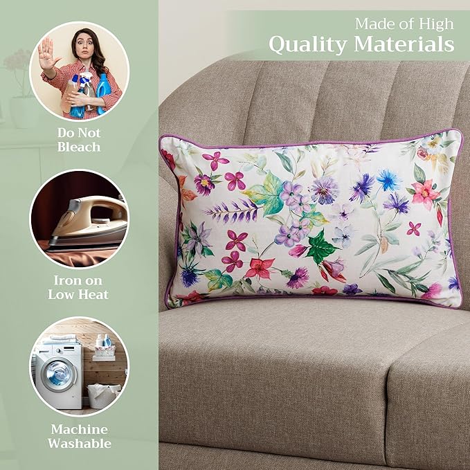 Maison d' Hermine Decorative Pillow Covers 12x20 Inch Rectangular 100% Cotton Throw Pillow Covers with Zipper - Chair, Couches, Sofas, Bedroom, Home for Easter Decorations (Chardon)